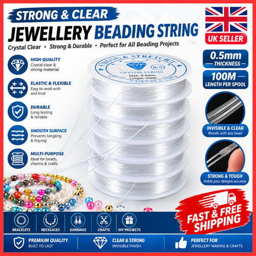 Clear nylon beading elastic - clear,