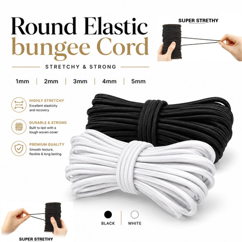Round elastic cord 1mm - cord, 2mm