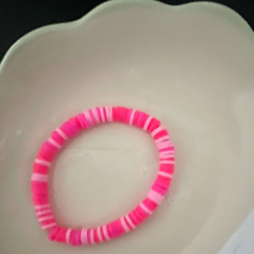 Pink white beaded plastic - pink,