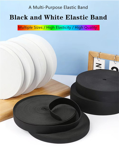 Flat elastic cord black - flat, &