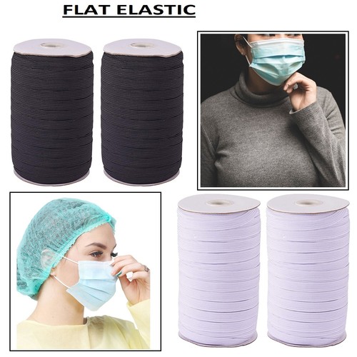 Flat elastic cord - cord, white/black